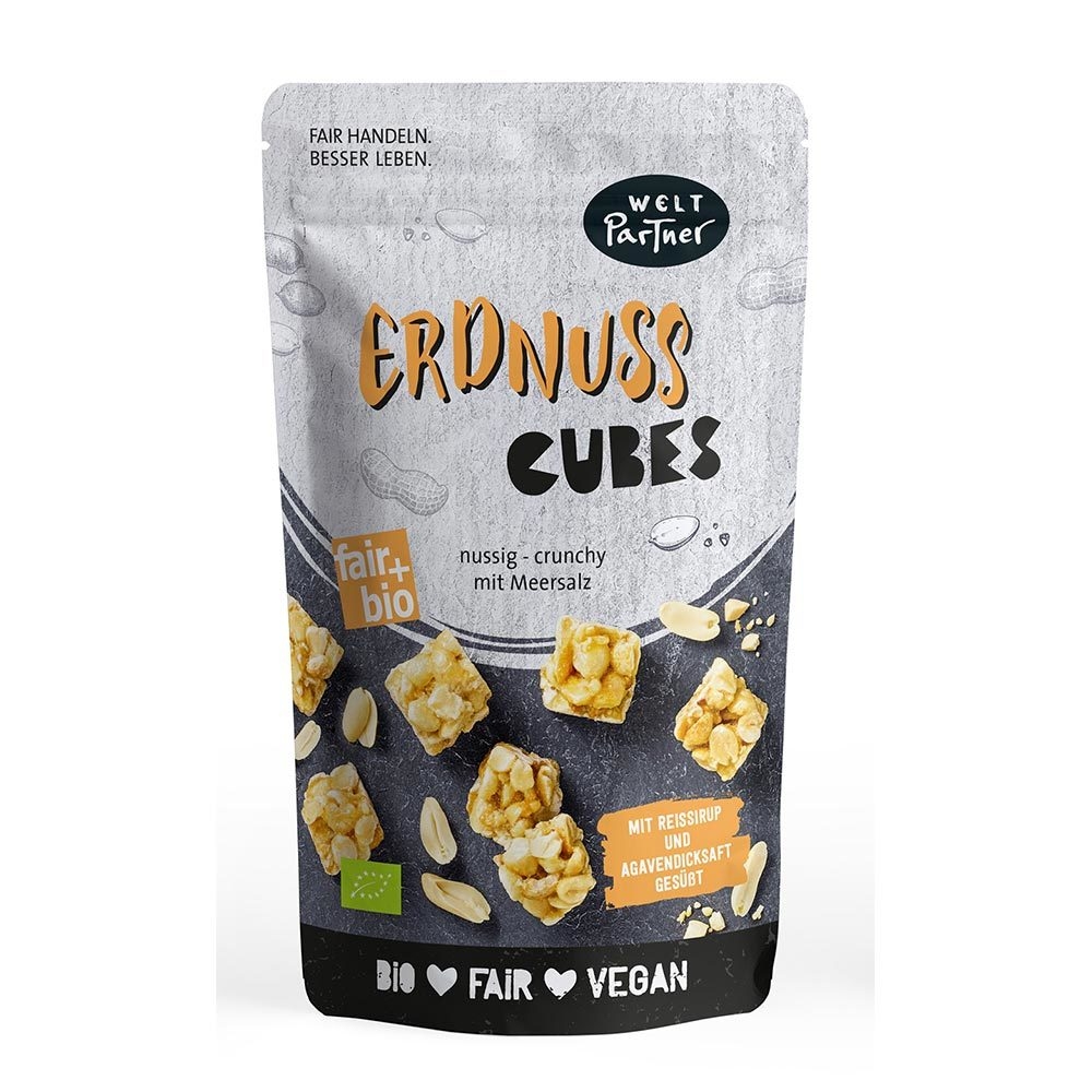 Erdnuss Cubes, mit Meersalz, bio°, vegan
