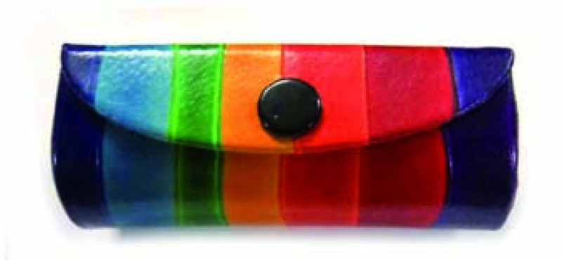 Lippenstiftetui "Regenbogen", Ziegenleder, 8,5x3x3cm  