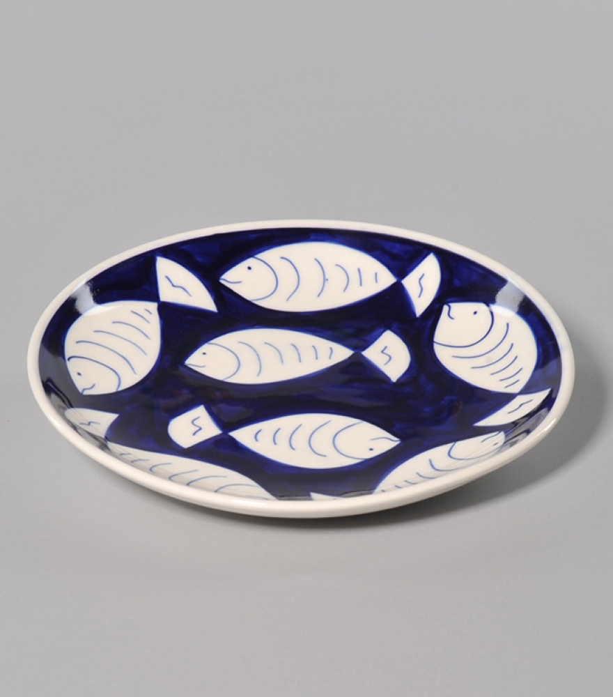 DESSERTTELLER Fischdesign blau Keramik dm=18 cm