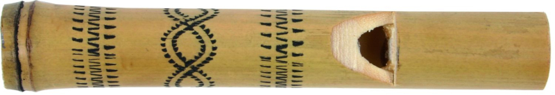 Bambuspfeife, mit Einbrennverzierung, L ca. 12 cm