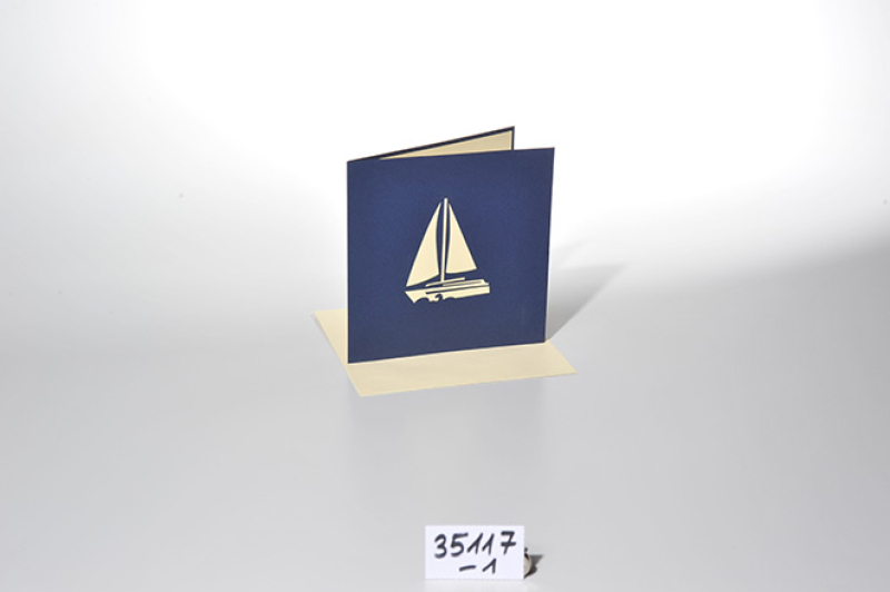 POP UP Karte Segelschiff blau 