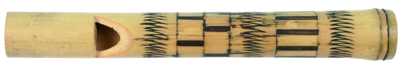 Bambusflöte mit Einbrennverzierung, L ca. 15 cm