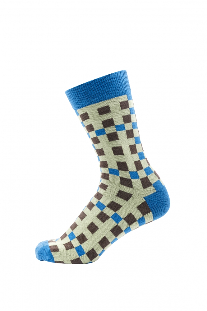 Socken Karo braun/blau 39-42