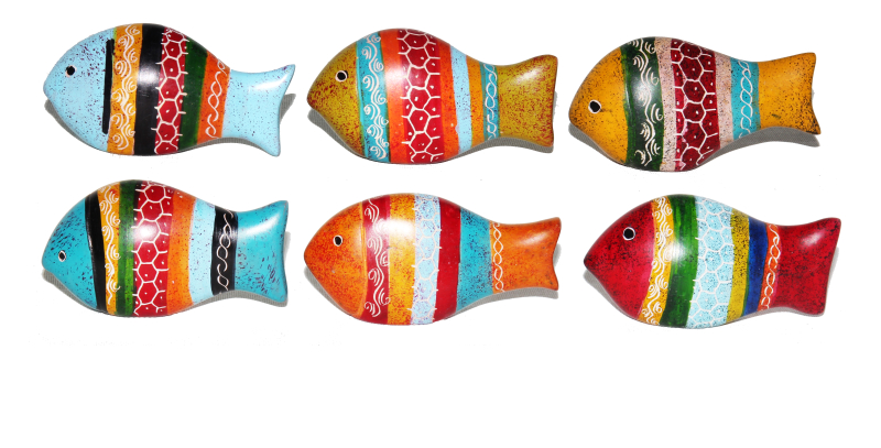 Speckstein-Fisch "Mosaik" color, 7x4 cm