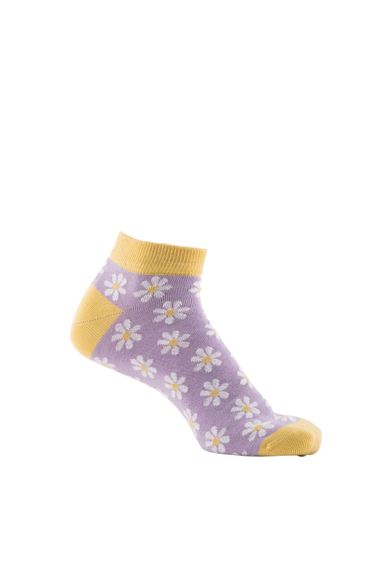 Sneaker Socken Blumen 43-46 violett / beige / weiß
