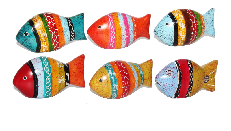 Speckstein-Fisch "Mosaik" color, 7x4 cm