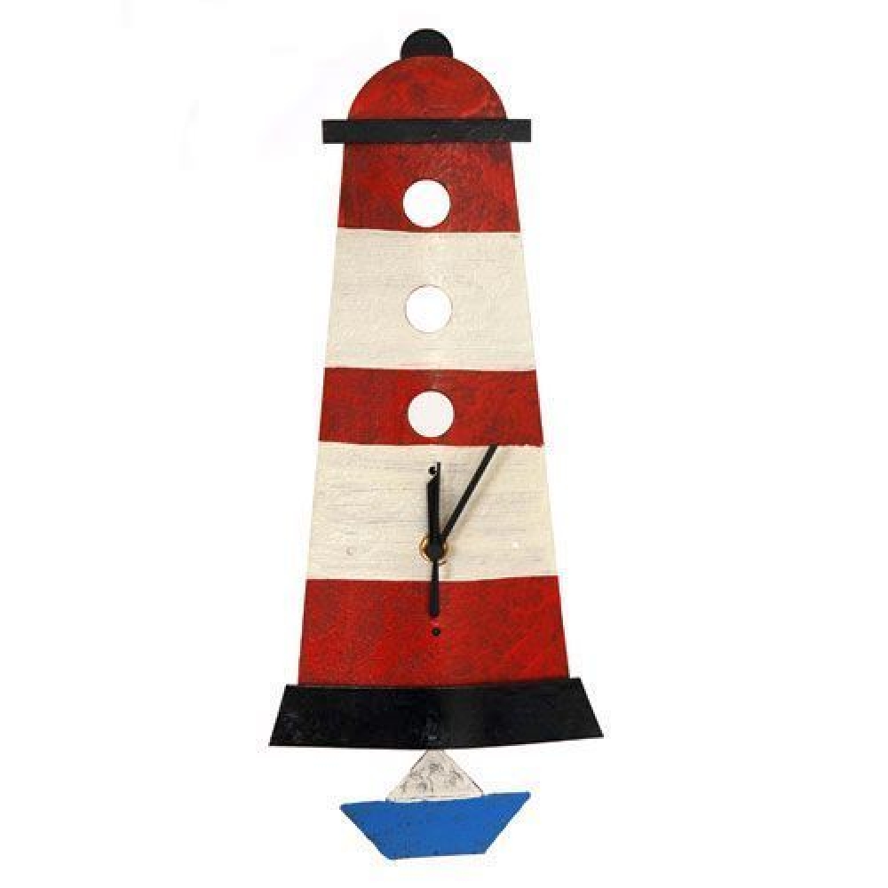 Wanduhr Leuchtturm, rot ca. B 17 cm, H 38 cm