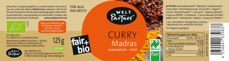 Currypaste Madras, bio