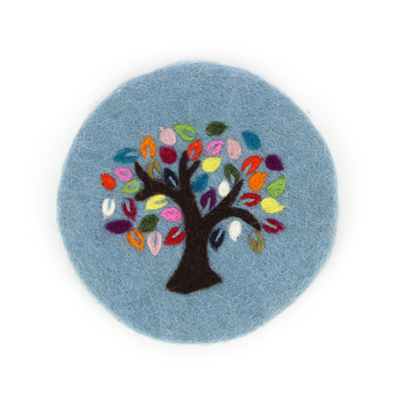 Topf-Untersetzer "Tree of Life", Filz, blau