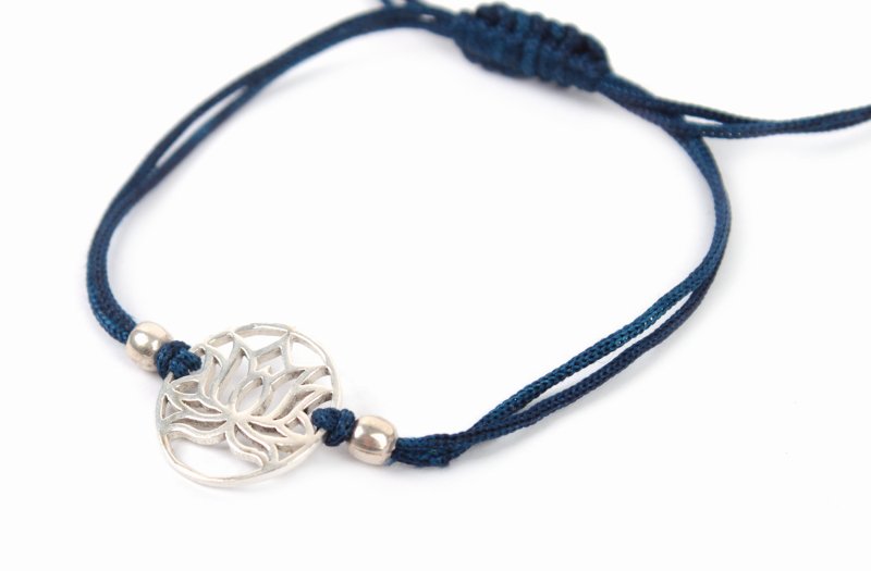 Armband "Lotusblüte" blau/silber