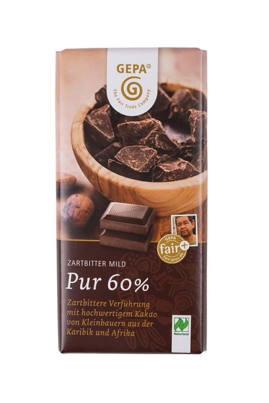 Bio Zartbitter mild Pur 60%  Schokolade