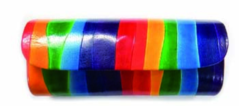 Brillenetui "Regenbogen", Ziegenleder, 16 x 4 x 7 cm