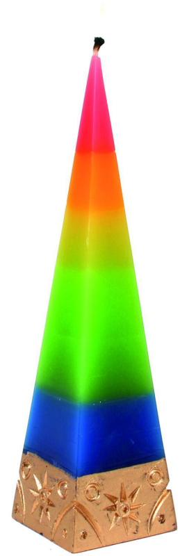 Pyramiden-Kerze "Regenbogen", Paraffin, H 15,5 cm