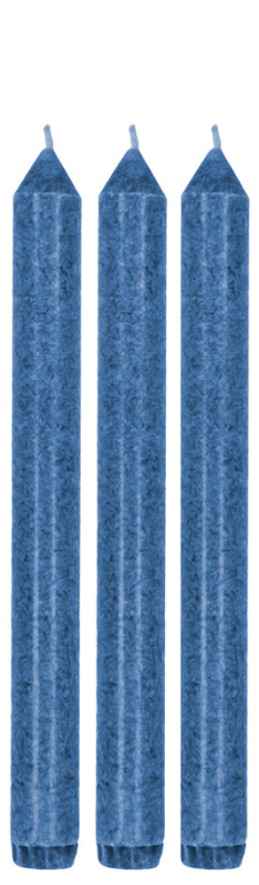 Tafelkerzen S/3 dunkelblau, marmoriert 