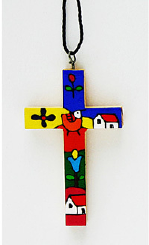 Halskette mit Holzkreuz, H 6 cm