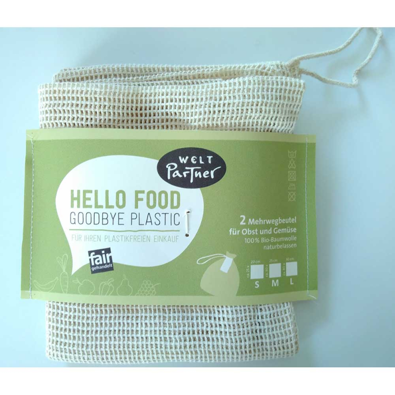 Hello Food Bag - 2er Set Mehrwegbeutel, Größe S, ca. 20x25