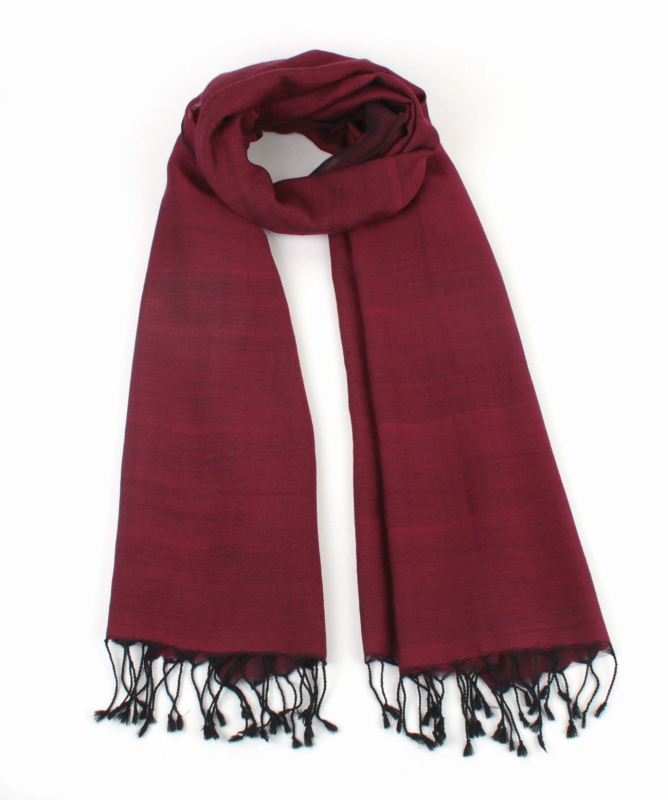Schal 100% handgewebte Wolle, rot/schwarz, 70 x 200 cm 