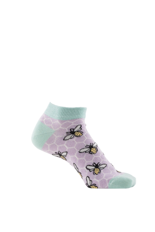 Sneaker Socken Biene 43-46 violett / aqua / beige / kaviar / weiß