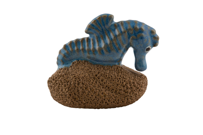 Dekorativer Fußmassagestein    Seepferdchen blau