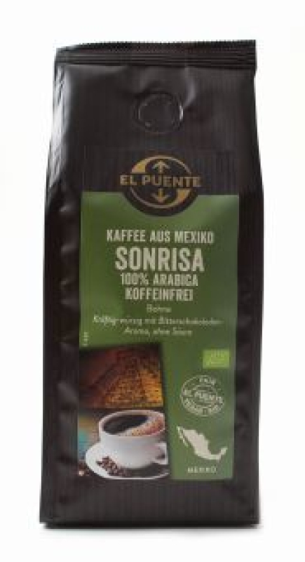 Sonrisa Bio-Kaffee koffeinfrei, 250 g Bohne, kbA