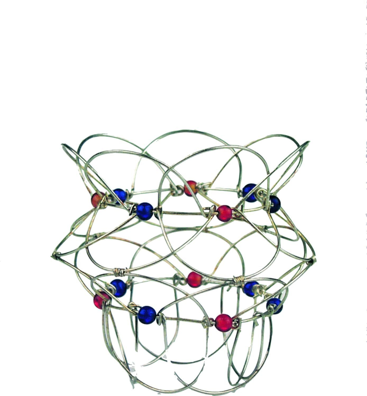 Drahtspiel/Mandala, versilbert, mit bunten Glasperlen, Ø ca. 6 cm