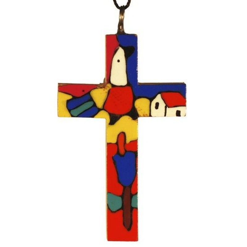 Halskette mit Holzkreuz, H 6 cm